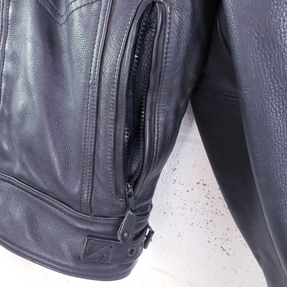 Unik Ultra Black Leather Motorcycle Biker Jacket  Insulated Size Large - Picture 8 of 13